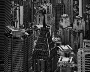 Preview wallpaper city, metropolis, buildings, aerial view, black and white