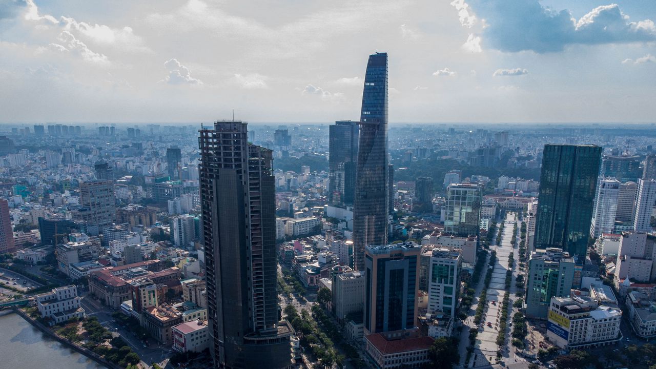 Wallpaper city, metropolis, buildings, skyscrapers, aerial view
