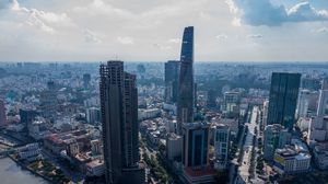 Preview wallpaper city, metropolis, buildings, skyscrapers, aerial view