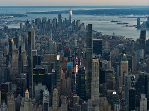 Preview wallpaper city, metropolis, buildings, aerial view, new york