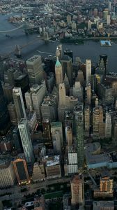 Preview wallpaper city, metropolis, buildings, water, aerial view, new-york