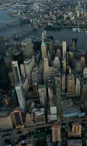 Preview wallpaper city, metropolis, buildings, water, aerial view, new-york