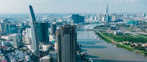 Preview wallpaper city, metropolis, skyscrapers, buildings, aerial view