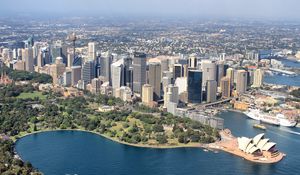 Preview wallpaper city, metropolis, skyscrapers, aerial view, sydney, australia