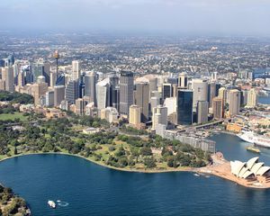 Preview wallpaper city, metropolis, skyscrapers, aerial view, sydney, australia