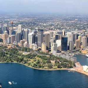 Preview wallpaper city, metropolis, skyscrapers, aerial view, sydney, australia