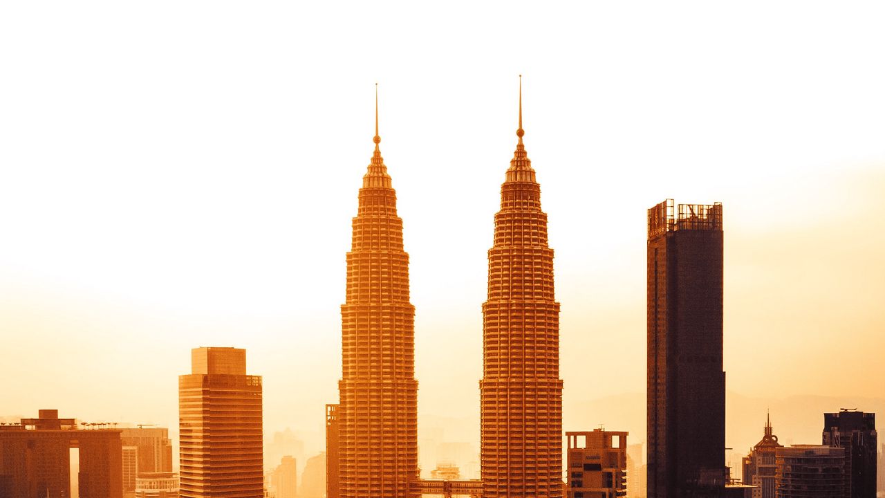 Wallpaper city, metropolis, sunset, towers