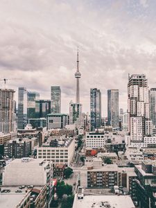 Preview wallpaper city, metropolis, tower, buildings, aerial view