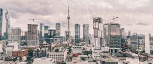 Preview wallpaper city, metropolis, tower, buildings, aerial view