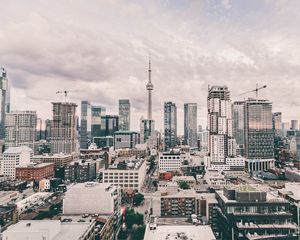 Preview wallpaper city, metropolis, tower, buildings, aerial view