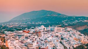 Preview wallpaper city, mountains, aerial view