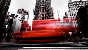 Preview wallpaper city, movement, architecture, flatiron building, new york, united states