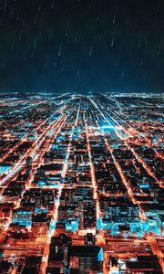 Preview wallpaper city, neighborhoods, perspective, light, electricity, shining, stars