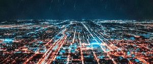 Preview wallpaper city, neighborhoods, perspective, light, electricity, shining, stars