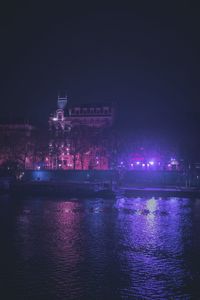 Preview wallpaper city, neon, light, night, river, buildings