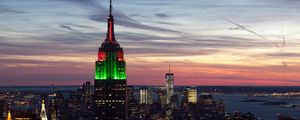 Preview wallpaper city, new york, empire state building, sunset