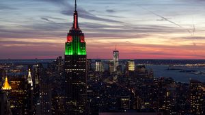 Preview wallpaper city, new york, empire state building, sunset