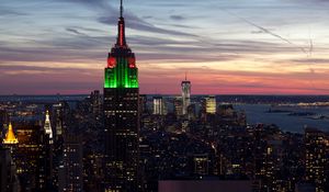 Preview wallpaper city, new york, empire state building, sunset