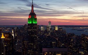 Preview wallpaper city, new york, empire state building, sunset