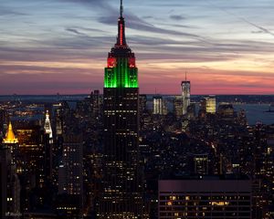 Preview wallpaper city, new york, empire state building, sunset