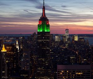 Preview wallpaper city, new york, empire state building, sunset