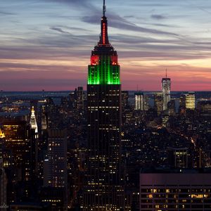 Preview wallpaper city, new york, empire state building, sunset