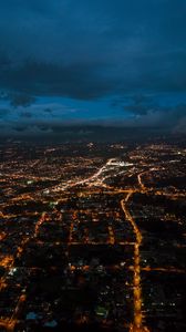 Preview wallpaper city, night, aerial view, height, view, overview