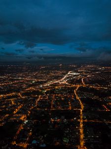 Preview wallpaper city, night, aerial view, height, view, overview