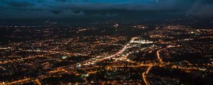 Preview wallpaper city, night, aerial view, height, view, overview