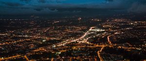 Preview wallpaper city, night, aerial view, height, view, overview