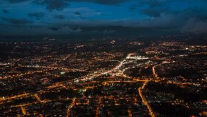 Preview wallpaper city, night, aerial view, height, view, overview