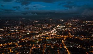 Preview wallpaper city, night, aerial view, height, view, overview