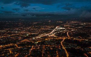 Preview wallpaper city, night, aerial view, height, view, overview