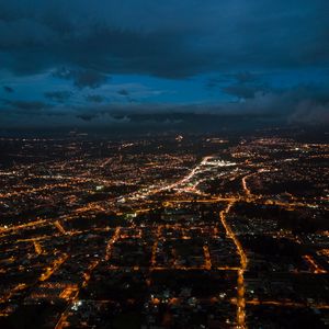 Preview wallpaper city, night, aerial view, height, view, overview