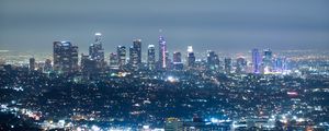 Preview wallpaper city, night, aerial view, buildings, metropolis, lights