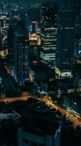 Preview wallpaper city, night, aerial view, buildings, metropolis