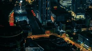 Preview wallpaper city, night, aerial view, buildings, metropolis