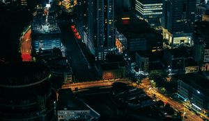 Preview wallpaper city, night, aerial view, buildings, metropolis