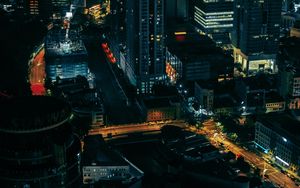 Preview wallpaper city, night, aerial view, buildings, metropolis