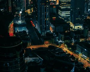 Preview wallpaper city, night, aerial view, buildings, metropolis