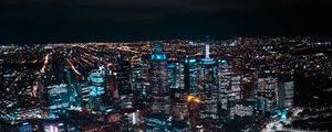 Preview wallpaper city, night, aerial view, buildings, lights, metropolis, dark