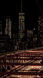 Preview wallpaper city, night, bridge, cars, buildings, lights