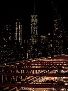 Preview wallpaper city, night, bridge, cars, buildings, lights