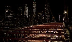 Preview wallpaper city, night, bridge, cars, buildings, lights