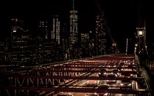 Preview wallpaper city, night, bridge, cars, buildings, lights
