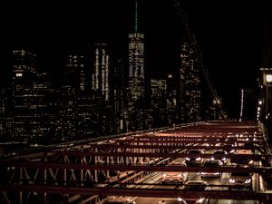 Preview wallpaper city, night, bridge, cars, buildings, lights