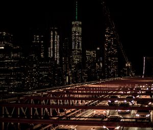 Preview wallpaper city, night, bridge, cars, buildings, lights