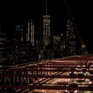 Preview wallpaper city, night, bridge, cars, buildings, lights