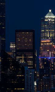 Preview wallpaper city, night, building, lantern