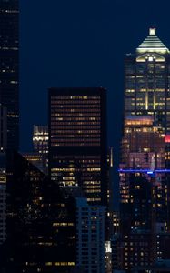Preview wallpaper city, night, building, lantern